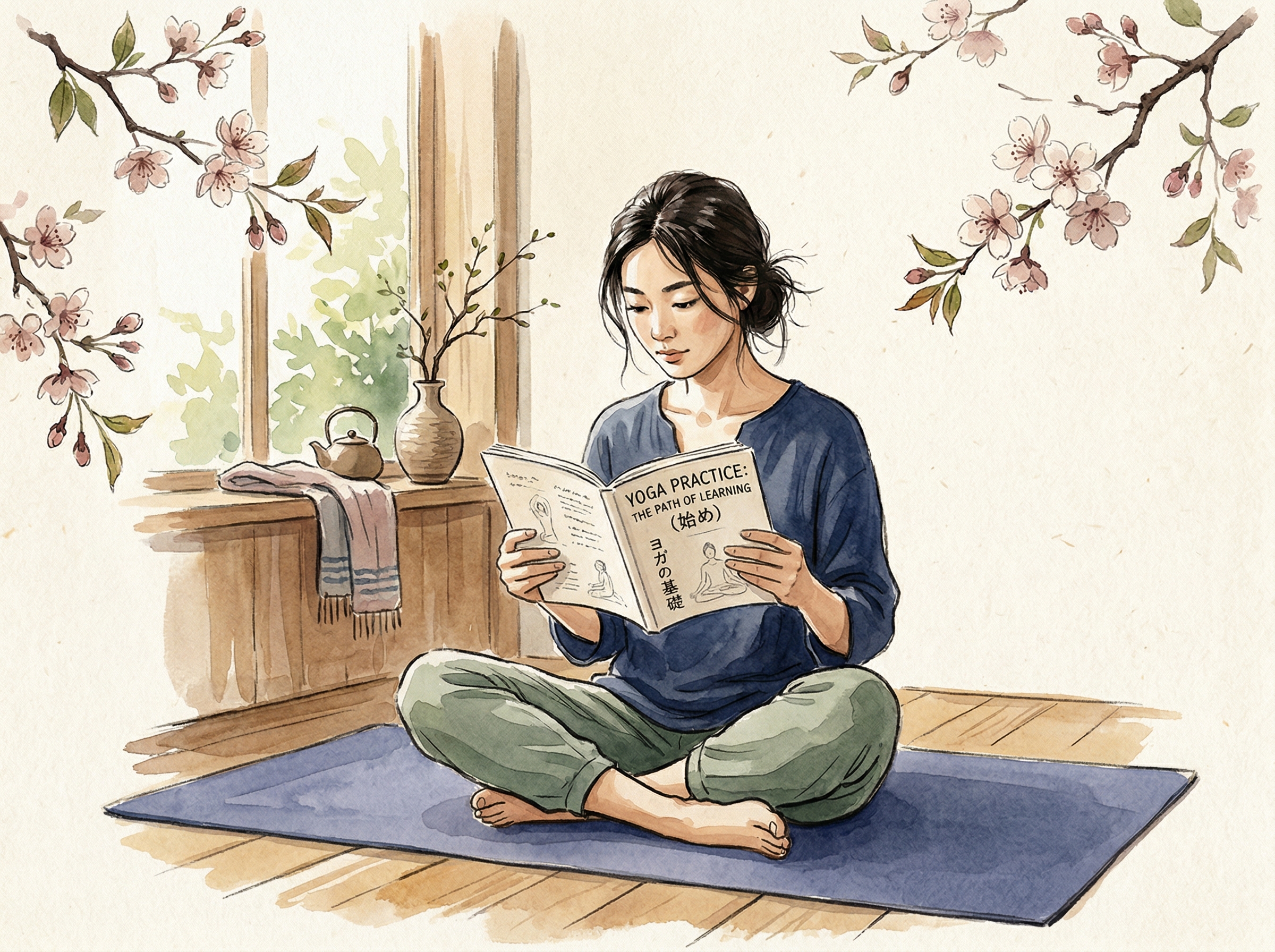 Yoga trainee studying